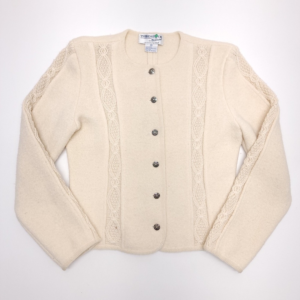 Woodstock by Bernard Women 34 100% Wool Cardigan Sweater Cottagecore Vintage